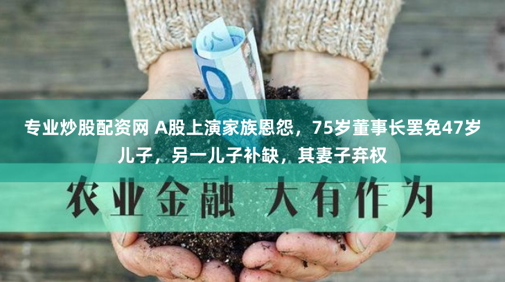 专业炒股配资网 A股上演家族恩怨，75岁董事长罢免47岁儿子，另一儿子补缺，其妻子弃权