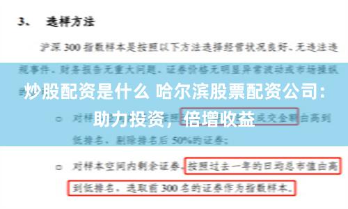 炒股配资是什么 哈尔滨股票配资公司：助力投资，倍增收益